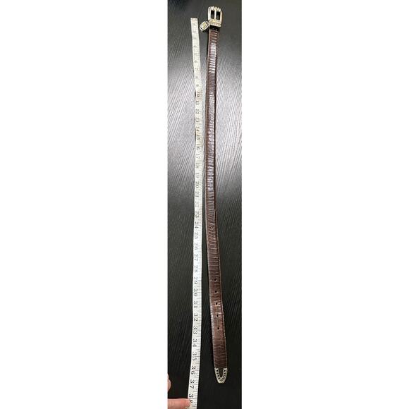 Brighton Western/Boho Croc-Stamped Leather Belt with Filigree Buckle Design - Picture 6 of 7